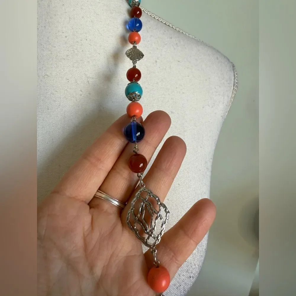 RJ Graziano Long Looped Colorful Glass Bead Necklace